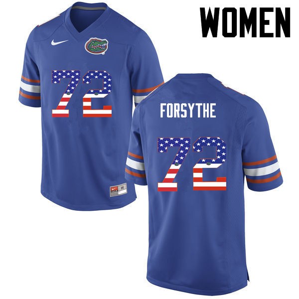 Florida Gators Women #72 Stone Forsythe College Football USA Flag Fashion Blue